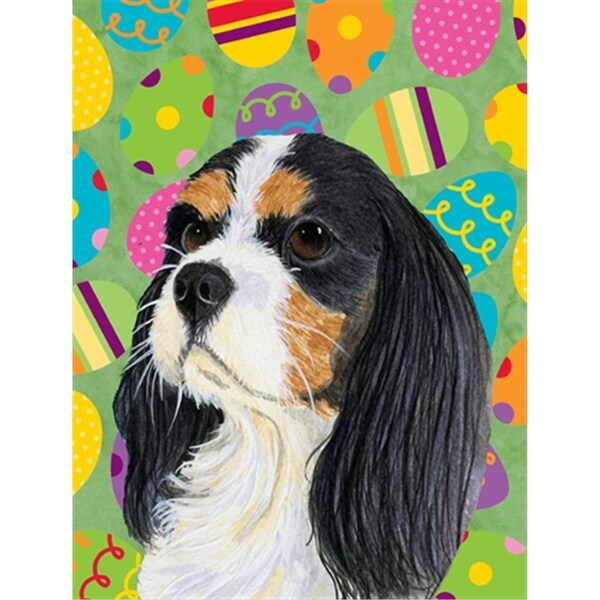 Patioplus 28 x 40 in. Cavalier Spaniel Easter Eggtravaganza House Size Canvas Flag - PA2554553