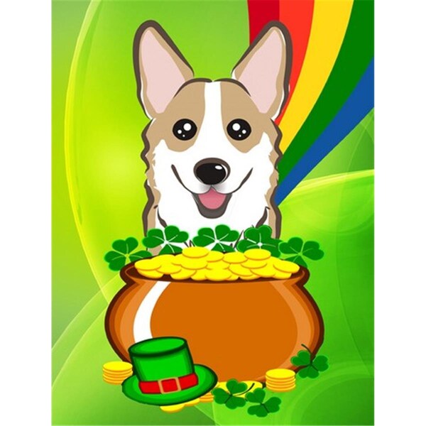 Carolines Treasures Sable Corgi St. Patricks Day Canvas House Flag - BB1997CHF