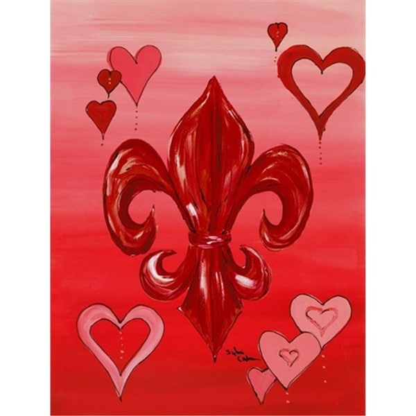 Patioplus 11 x 15 in. Valentines Day Fleur de lis Garden Size Flag - PA247121