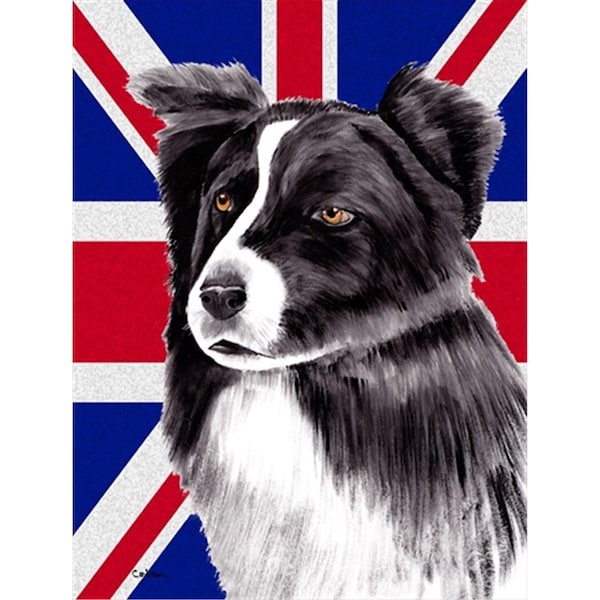 Patioplus Border Collie With English Union Jack British Flag Flag Garden Size - PA247013