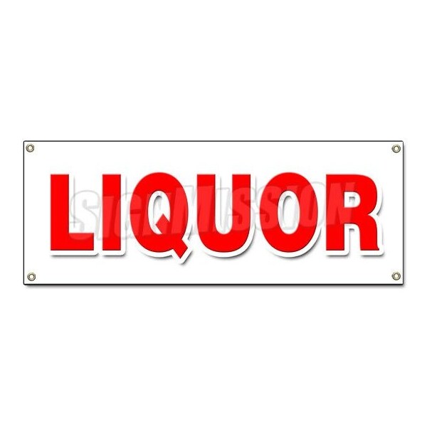 Signmission LIQUOR BANNER SIGN wine cold beer ice discount top shelf brands atm - B-LIQUOR