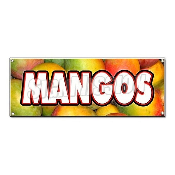 Signmission MANGOS BANNER SIGN tropical fruit stand farm produce farmers market juice - B-MANGOS