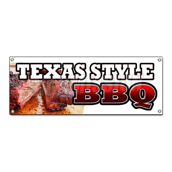 Signmission TEXAS STYLEBBQ BANNER SIGN beef brisket ribs pork bar b que open - B-TEXAS STYLE BBQ