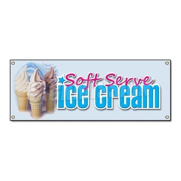 Signmission SOFT SERVE ICE CREAM BANNER SIGN cone sundae banana split milk shake fresh - B-SOFT SERVE