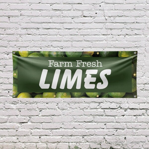 Signmission Farm Fresh Limes, 36 Inch x 96 Inch, Vinyl Banner - B-96-30601