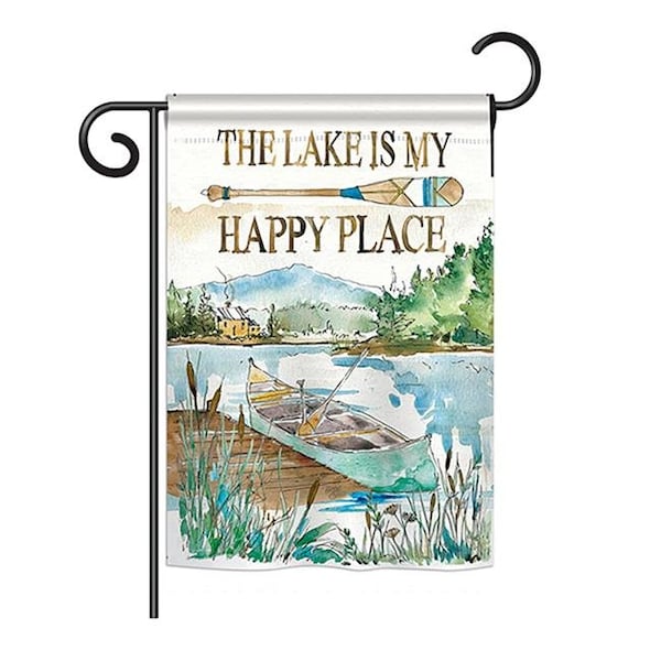 Gardencontrol 13 x 18.5 in. Lake is Happy Place Nature - Everyday Outdoor Impressions; Decorative Vertical Garden Flag - GA835258