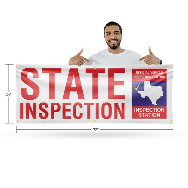 Signmission Texas State Inspection, 24 Inch x 72 Inch, Vinyl Banner - B-72-30885