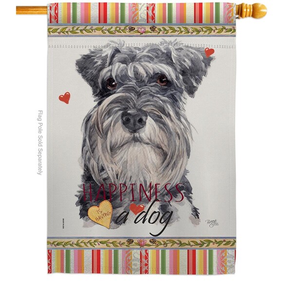 Gardencontrol 28 x 40 in. Dog Miniature Schnauzer Happiness Double-Sided Decorative Vertical House Flag - GA2040940