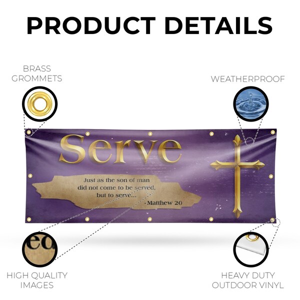 Signmission Jesus Serve, 48 Inch x 120 Inch, Vinyl Banner - B-120-30711