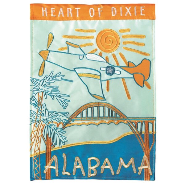 Dicksons 13 x 18 in Flag Double Applique Alabama Heart of Dixie Polyester Garden - M010106