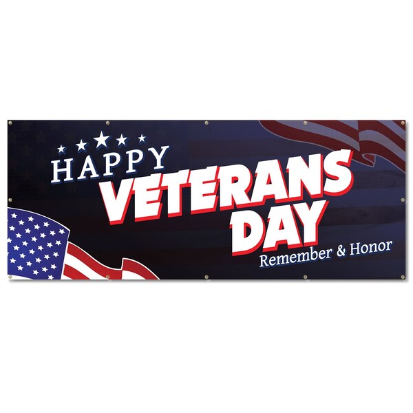 Signmission Happy Veterans Day, 48 Inch, Banner - B-120-30392