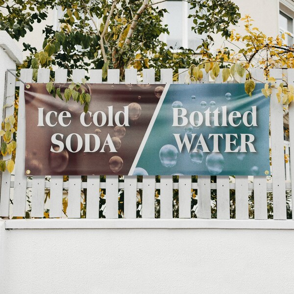 Signmission Ice Cold Soda & Bottled, 18 Inch x 48 Inch, Vinyl Banner - B-30701