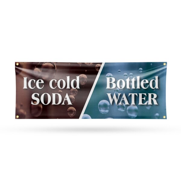 Signmission Ice Cold Soda & Bottled, 18 Inch x 48 Inch, Vinyl Banner - B-30701
