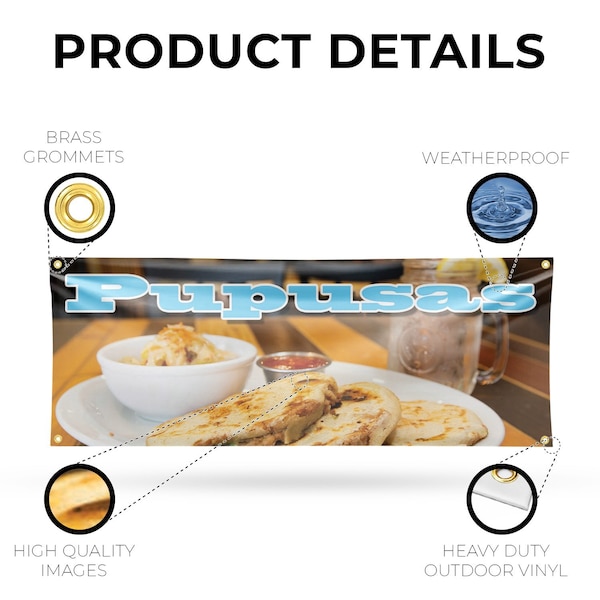 Signmission Pupusas, 18 Inch x 48 Inch, Vinyl Banner - B-30825