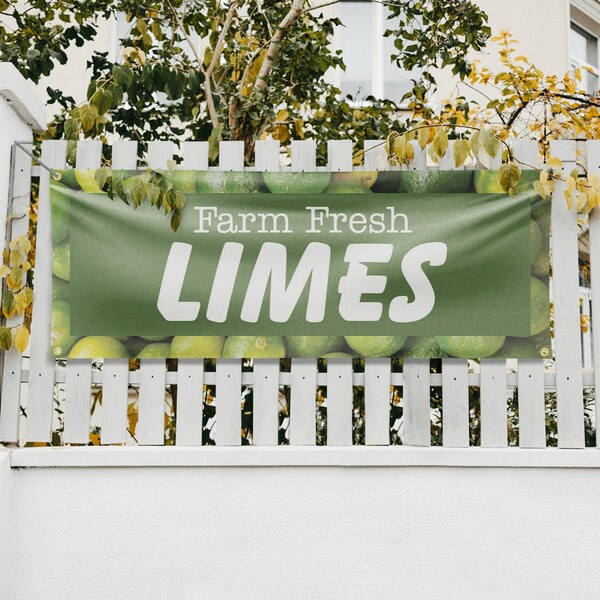 Signmission Farm Fresh Limes, 18 Inch x 48 Inch, Vinyl Banner - B-30601