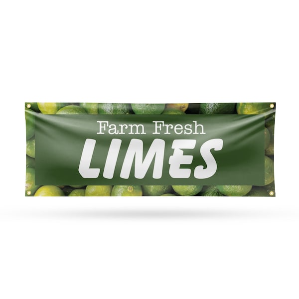 Signmission Farm Fresh Limes, 18 Inch x 48 Inch, Vinyl Banner - B-30601