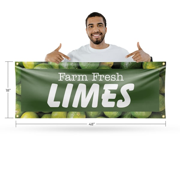 Signmission Farm Fresh Limes, 18 Inch x 48 Inch, Vinyl Banner - B-30601