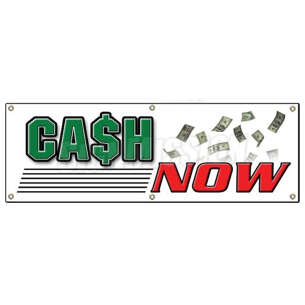 Signmission CASH NOW BANNER SIGN payday advance quick title pawn shop for gold - B-72 CASH NOW