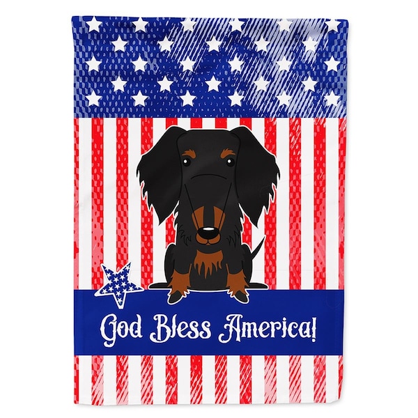 Carolines Treasures Patriotic USA Wire Haired Dachshund Black Tan Flag Canvas House Size - BB3122CHF