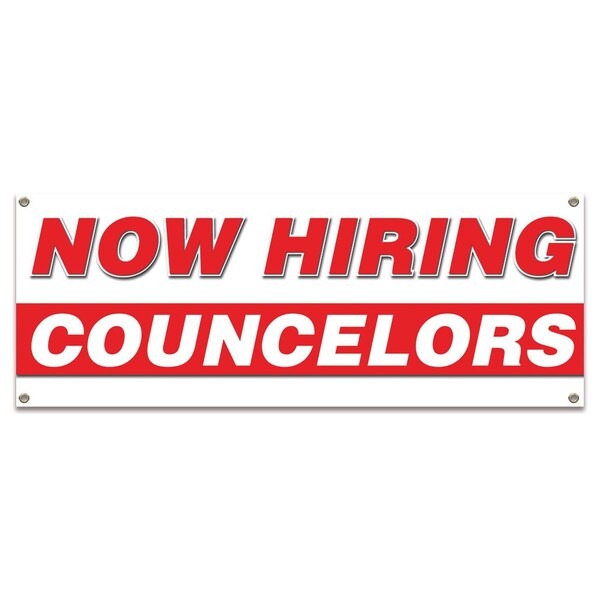 Signmission Now Hiring Counselors Banner Apply Inside Accepting Application Single Sided - B-30223