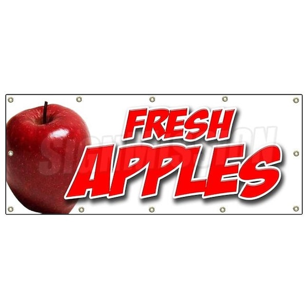 Signmission FRESH APPLES BANNER SIGN apple fruit stand cart signs produce - B-120 FRESH APPLES