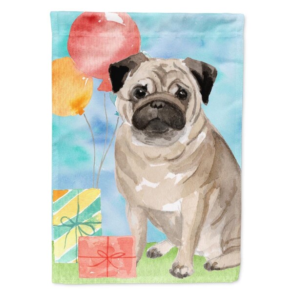 Carolines Treasures Happy Birthday Pug Garden Size Flag - CK3260GF