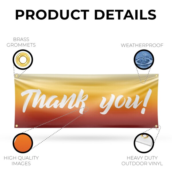 Signmission Thank You, 18 Inch x 48 Inch, Vinyl Banner - B-30886