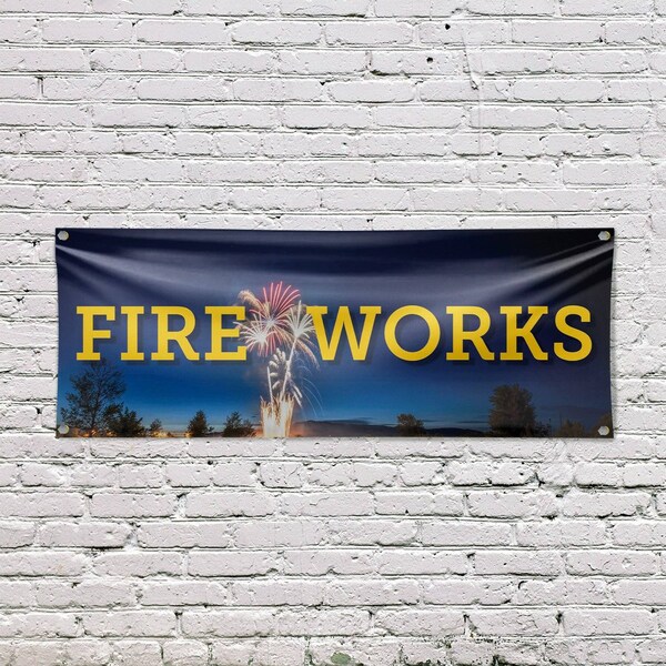 Signmission Fireworks, 18 Inch x 48 Inch, Vinyl Banner - B-30629