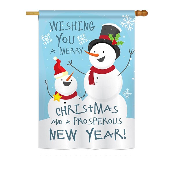 Gardencontrol Snowman Wishing You Winter - Seasonal Christmas Impressions  Vertical House Flag - 28 x 40 in. - GA4122772