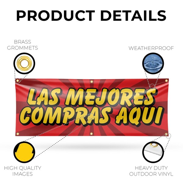 Signmission Las Mejores Compras Aqui, 24 Inch x 72 Inch, Vinyl Banner - B-72-30723