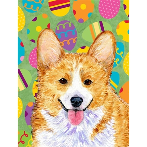 Patioplus 11 x 15 in. Corgi Easter Eggtravaganza Garden Size Flag - PA631301