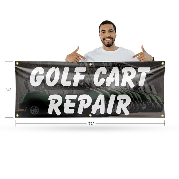 Signmission Golf Cart Repair, 24 Inch x 72 Inch, Vinyl Banner - B-72-30676