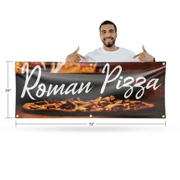 Signmission Roman Pizza, 24 Inch x 72 Inch, Vinyl Banner - B-72-30839