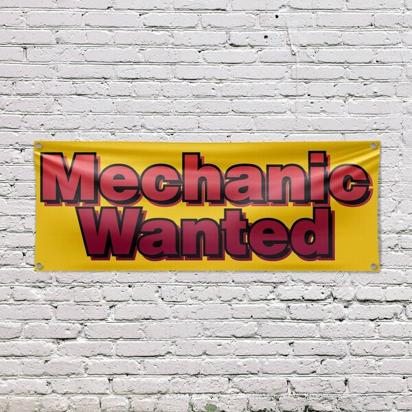 Signmission Mechanic Wanted, 18 Inch x 48 Inch, Vinyl Banner - B-30734
