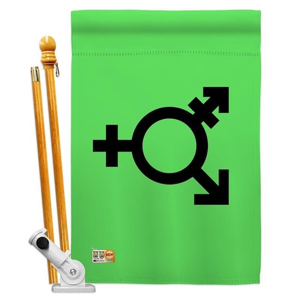 Americana Home & Garden Americana Home & Garden AA-ST-HS-148011-IP-BO-D-US18-AG 28 x 40 in. Israeli transgender & genderqueer Inspirational Support Impressions Decorative Vertical Double Sided House Flag Set & Pole Bracket Hardware Flag Set - HS148011-BO