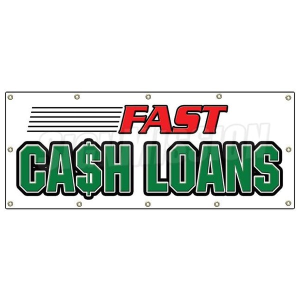 Signmission FAST CASH LOANS BANNER SIGN pawn shop signs loan signs payday check - B-120 FAST CASH LOANS
