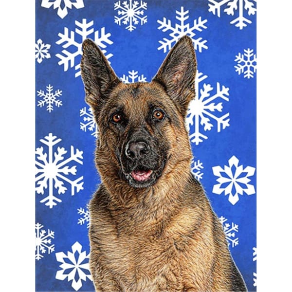 Patioplus Winter Snowflakes Holiday German Shepherd Flag Garden Size - PA248706