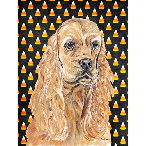 Carolines Treasures Cocker Spaniel Halloween Candy Corn Flag Canvas House Size - SC9528CHF