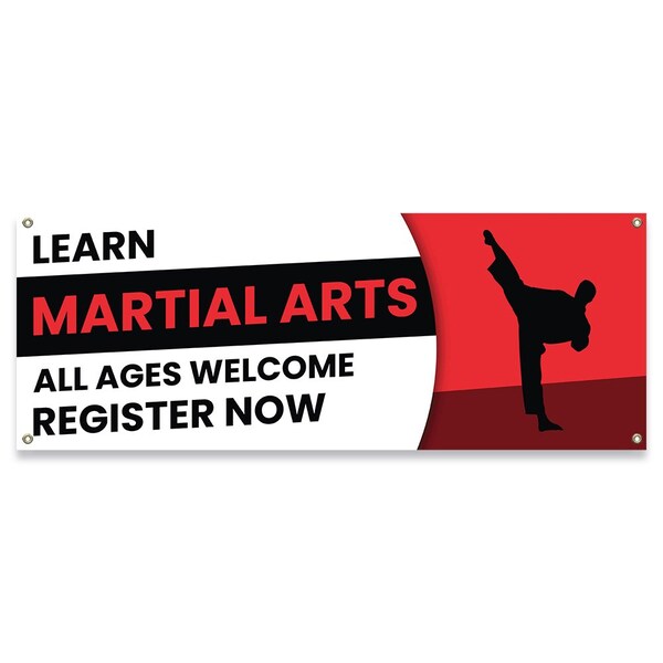 Signmission Learn Martial Arts All Ages Welcome Register Now Banner Concession Stand Food Truck Single Sided - B-30098