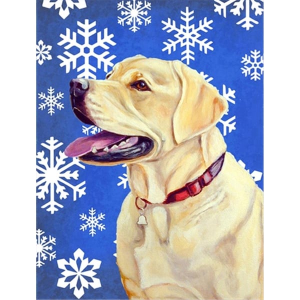Carolines Treasures 28 x 40 in. Labrador Winter Snowflakes Holiday House Size Canvas Flag - LH9293CHF
