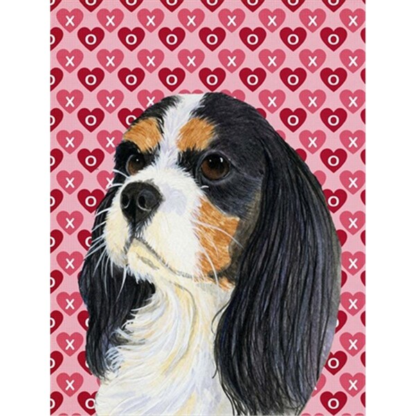 Patioplus 11 x 15 in. Cavalier Spaniel Hearts Love And Valentines Day Portrait Flag Garden Size - PA55263