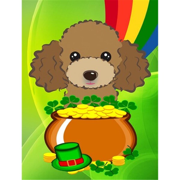 Carolines Treasures Chocolate Brown Poodle St. Patricks Day Canvas House Flag - BB2000CHF