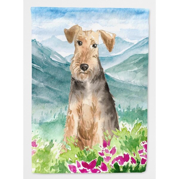 Carolines Treasures Mountian Flowers Welsh Terrier Flag Canvas House Size - CK2516CHF
