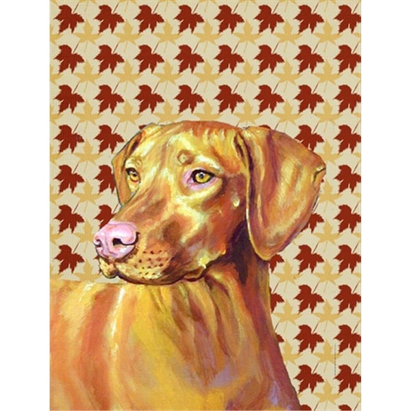 Carolines Treasures 28 x 40 In. Vizsla Fall Leaves Portrait Flag Canvas- House Size - LH9100CHF