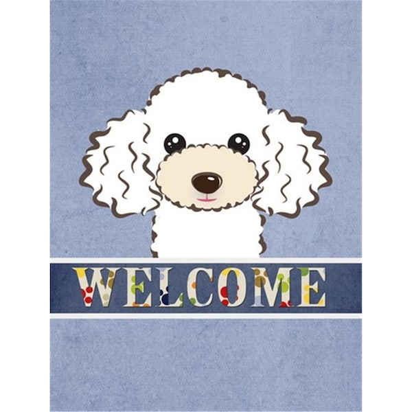 Carolines Treasures White Poodle Welcome Flag Canvas House Size - BB1443CHF