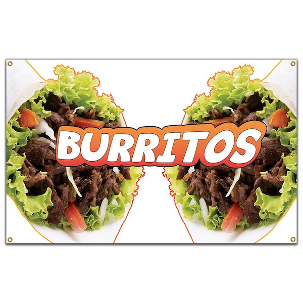 Signmission Burritos Banner Heavy Duty 13 Oz Vinyl with Grommets Single Sided - B-60 BURRITOS