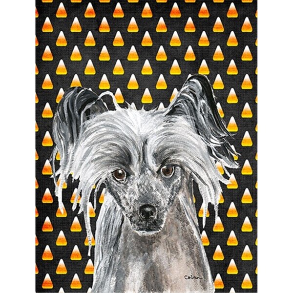 Carolines Treasures Chinese Crested Halloween Candy Corn Flag Canvas House Size - SC9536CHF