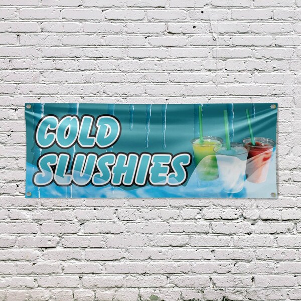 Signmission Cold Slushies, 18 Inch x 48 Inch, Vinyl Banner - B-30518