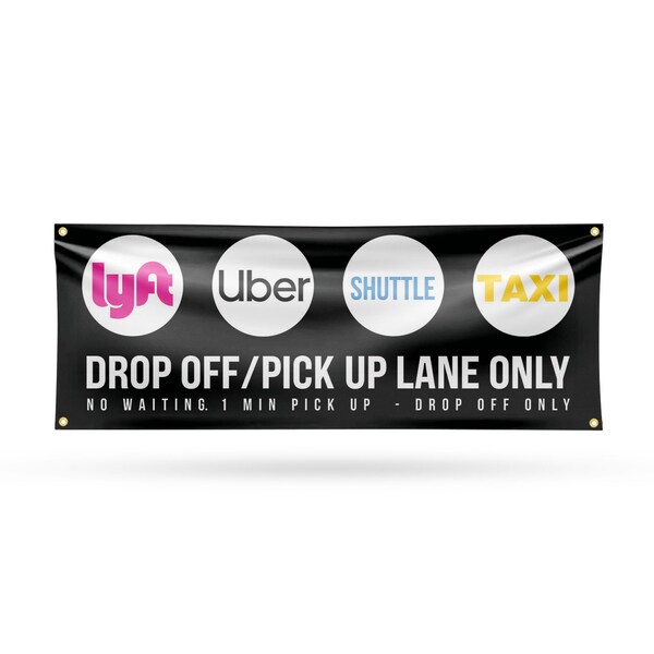 Signmission Drop Off Pick Up Lane Only, 18 Inch x 48 Inch, Vinyl Banner - B-30550