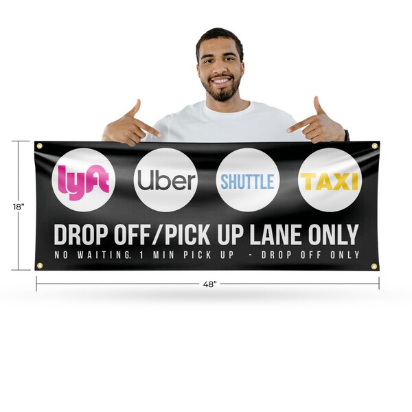 Signmission Drop Off Pick Up Lane Only, 18 Inch x 48 Inch, Vinyl Banner - B-30550